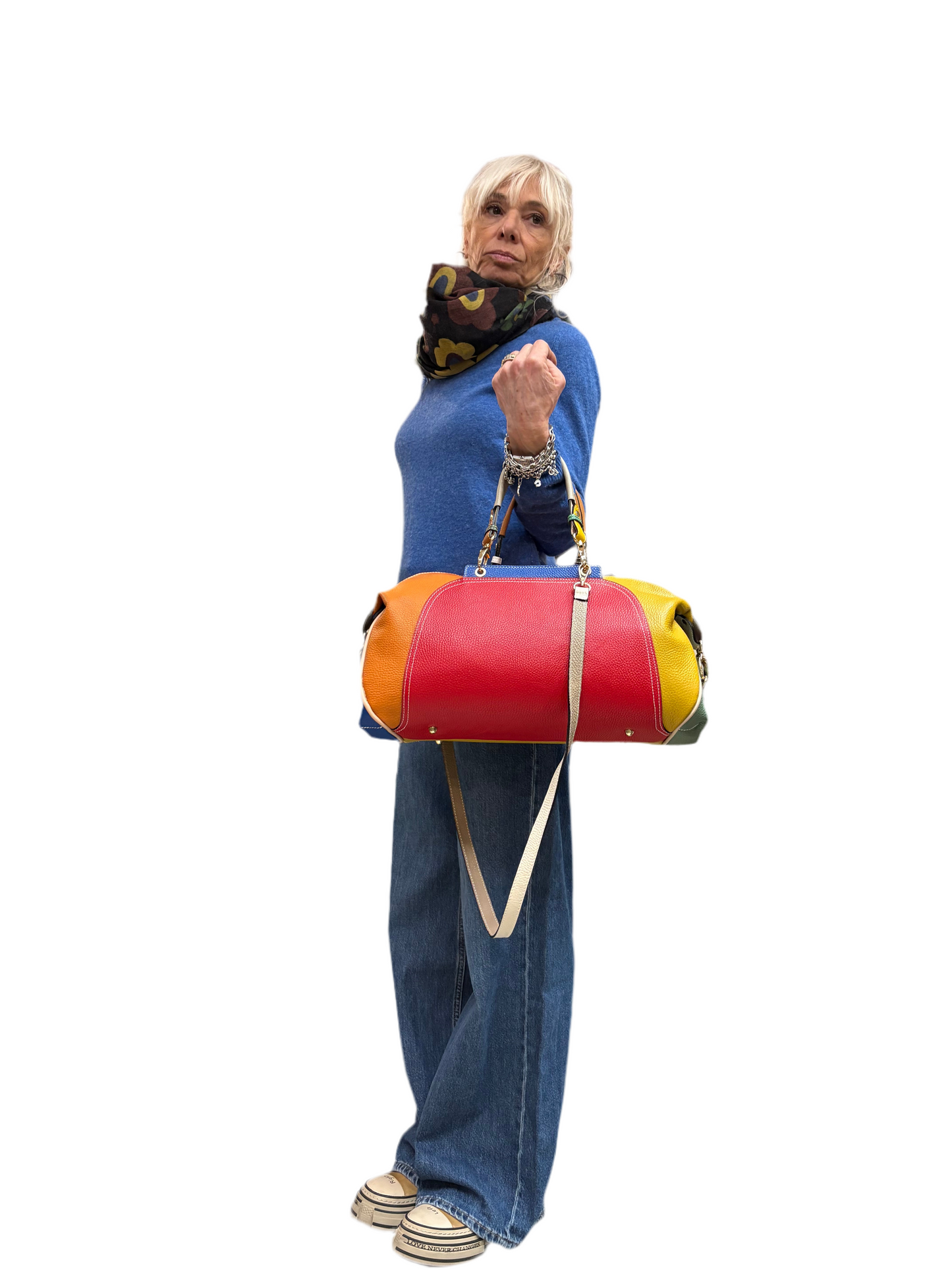 Borsa pelle multicolore