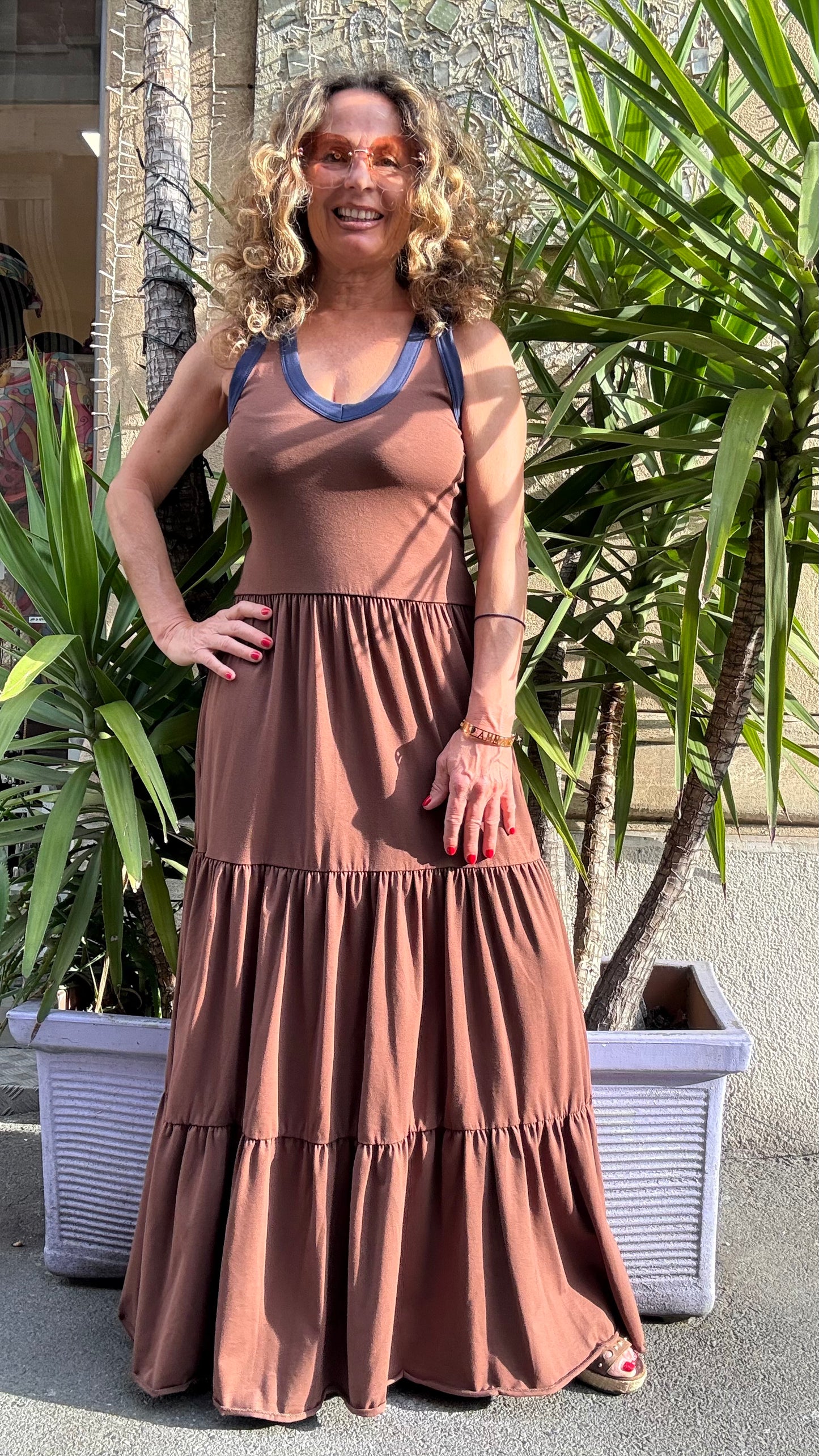 Abito lungo scollo V Chicca Susy Mix