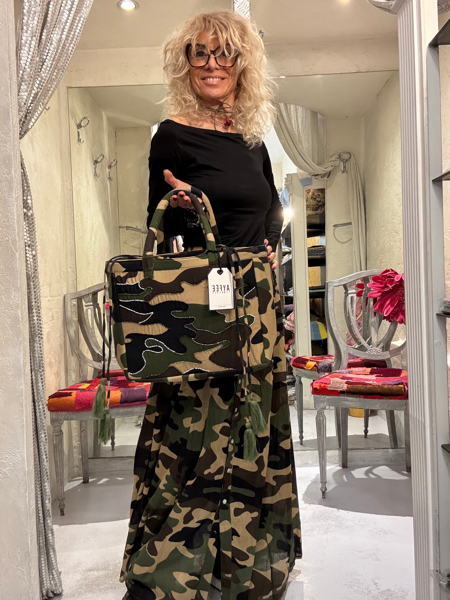 Borsa cotone camouflage