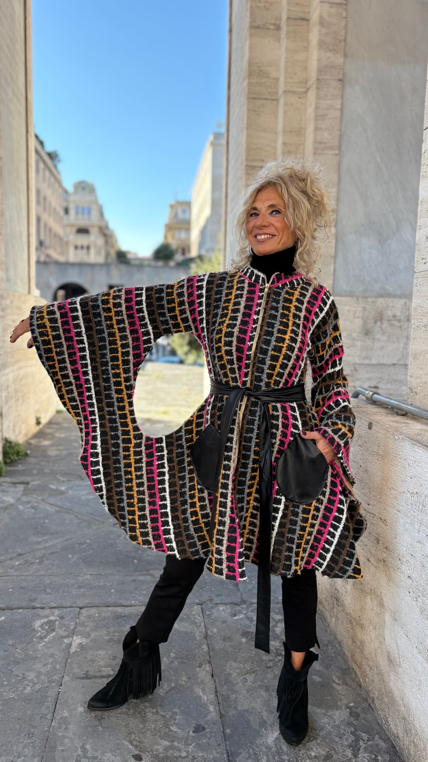 Cappotto buco  Sartoriale multicolor- Pezzo Unico