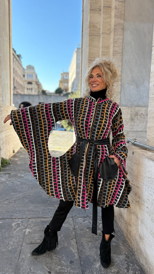 Cappotto buco  Sartoriale multicolor- Pezzo Unico