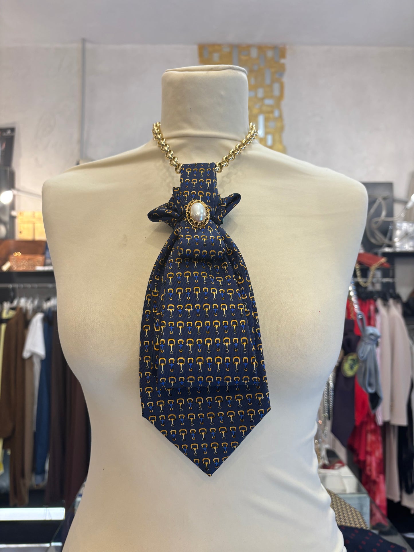 Cravatta /Collana seta vintage  ETOILE