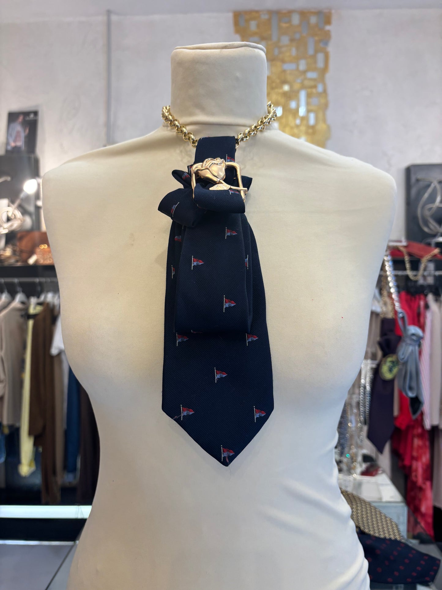 Cravatta /Collana seta vintage  ETOILE