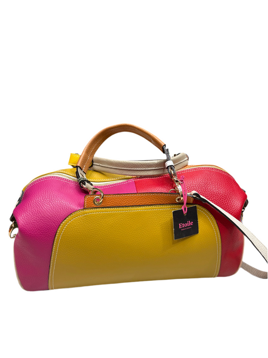 Borsa pelle multicolore