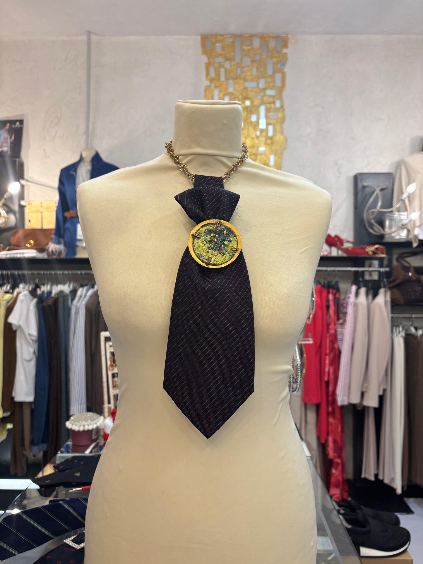 Cravatta /Collana seta vintage  ETOILE