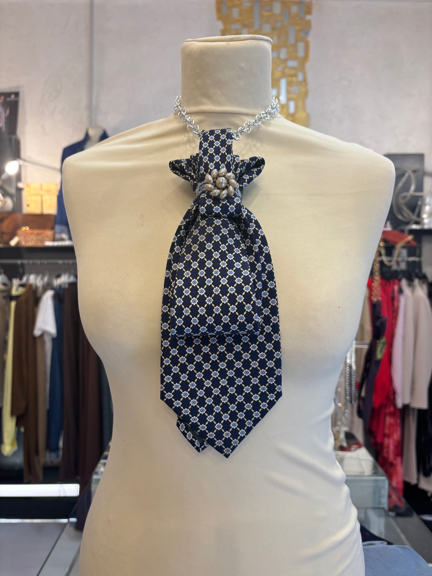 Cravatta /Collana seta vintage  ETOILE