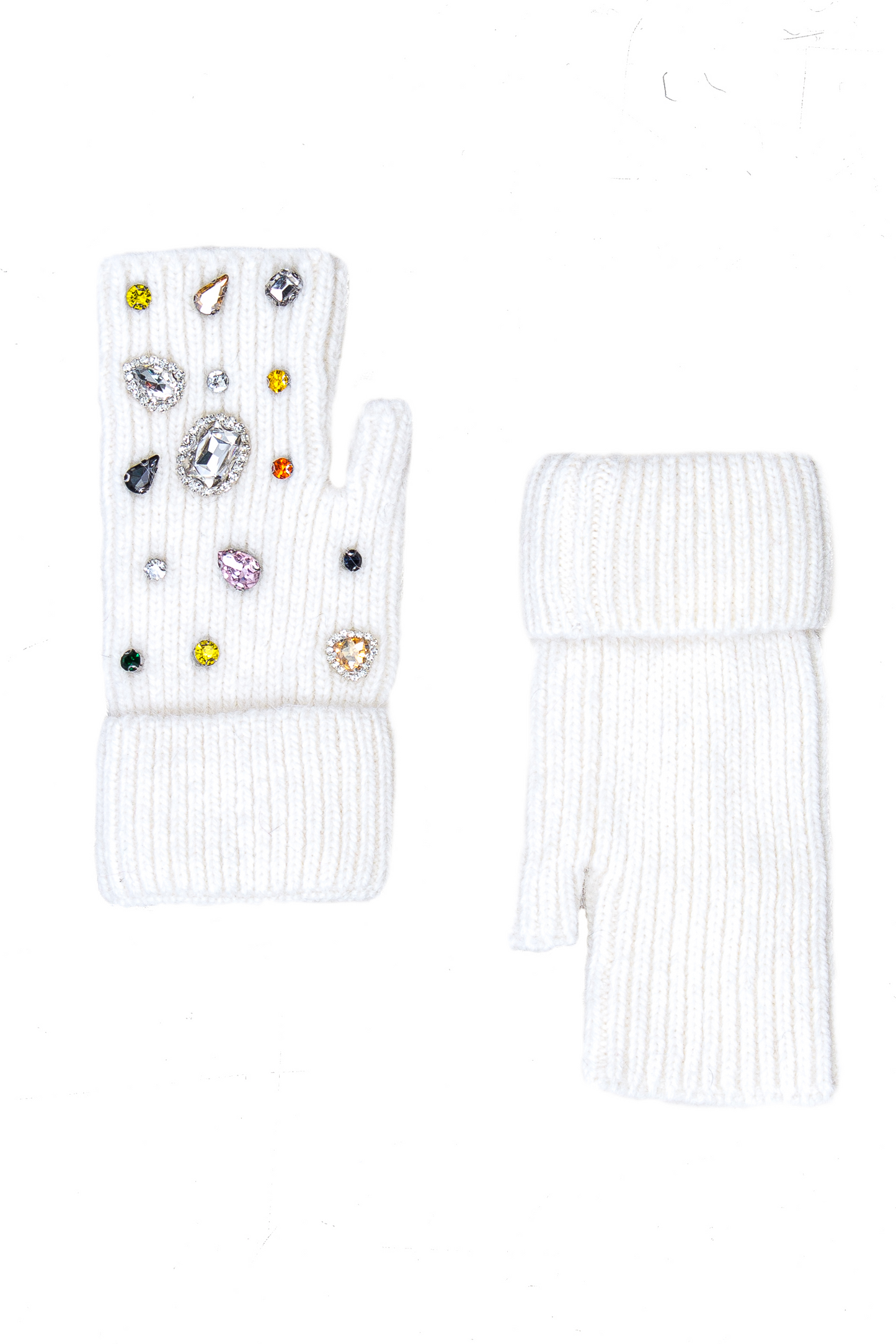 Guanto maglia con castoni applicati