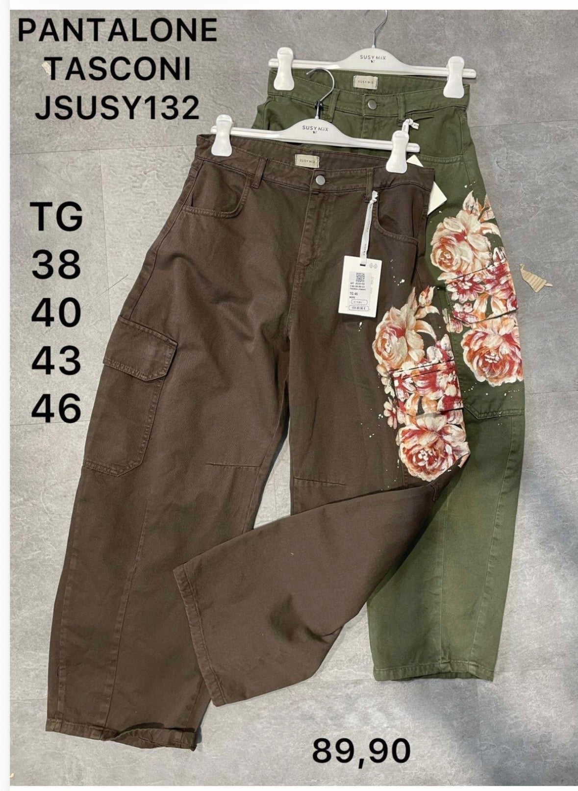 Pantalone cargo stampa fiori Susy Mix