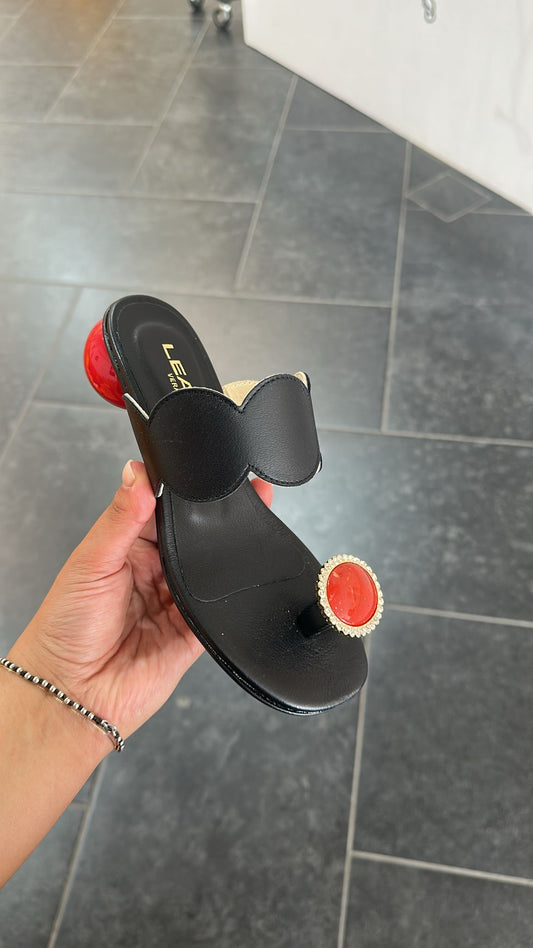 Sandalo pelle tacco Rosso