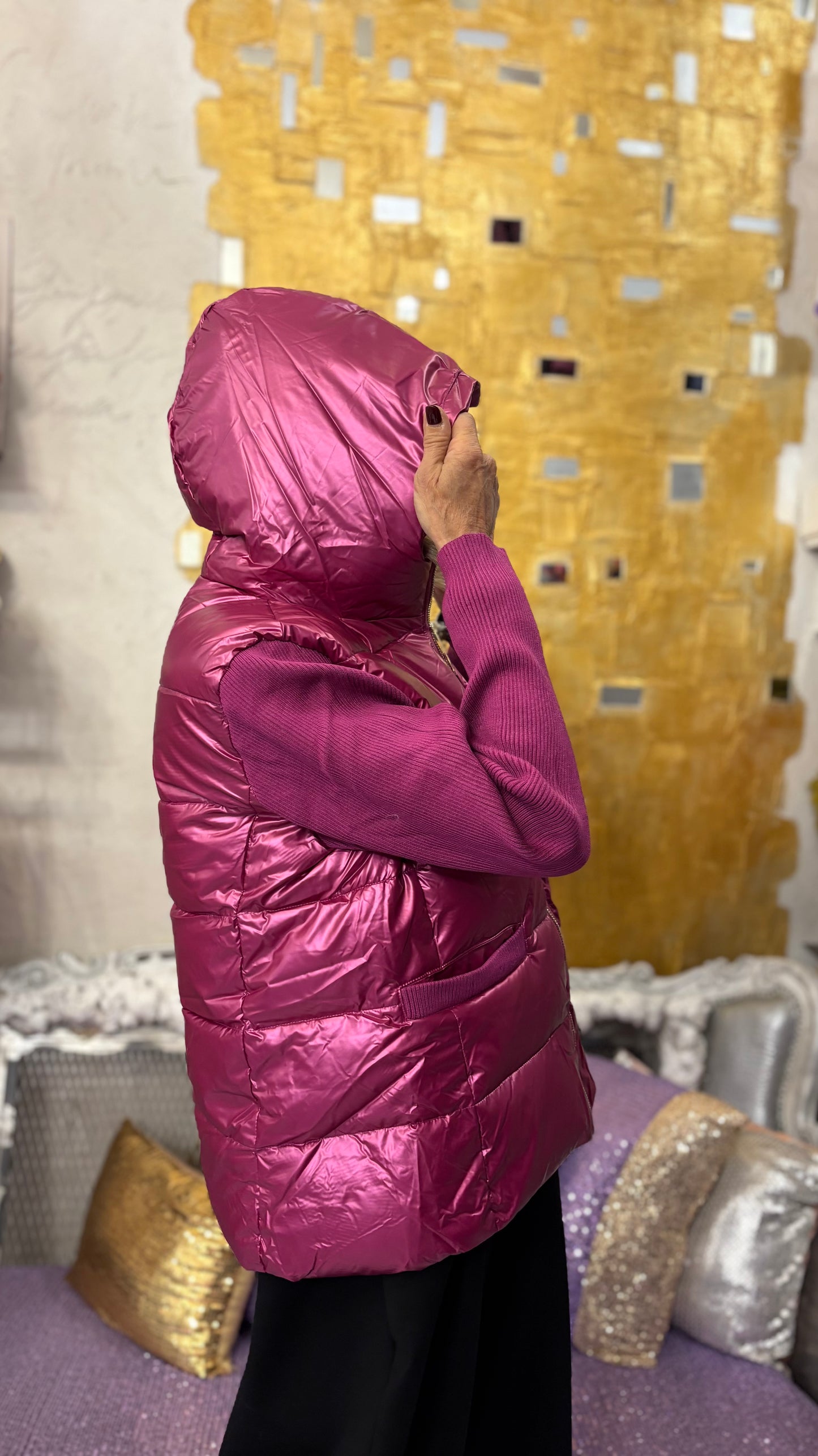 Piumino metal con cappuccio