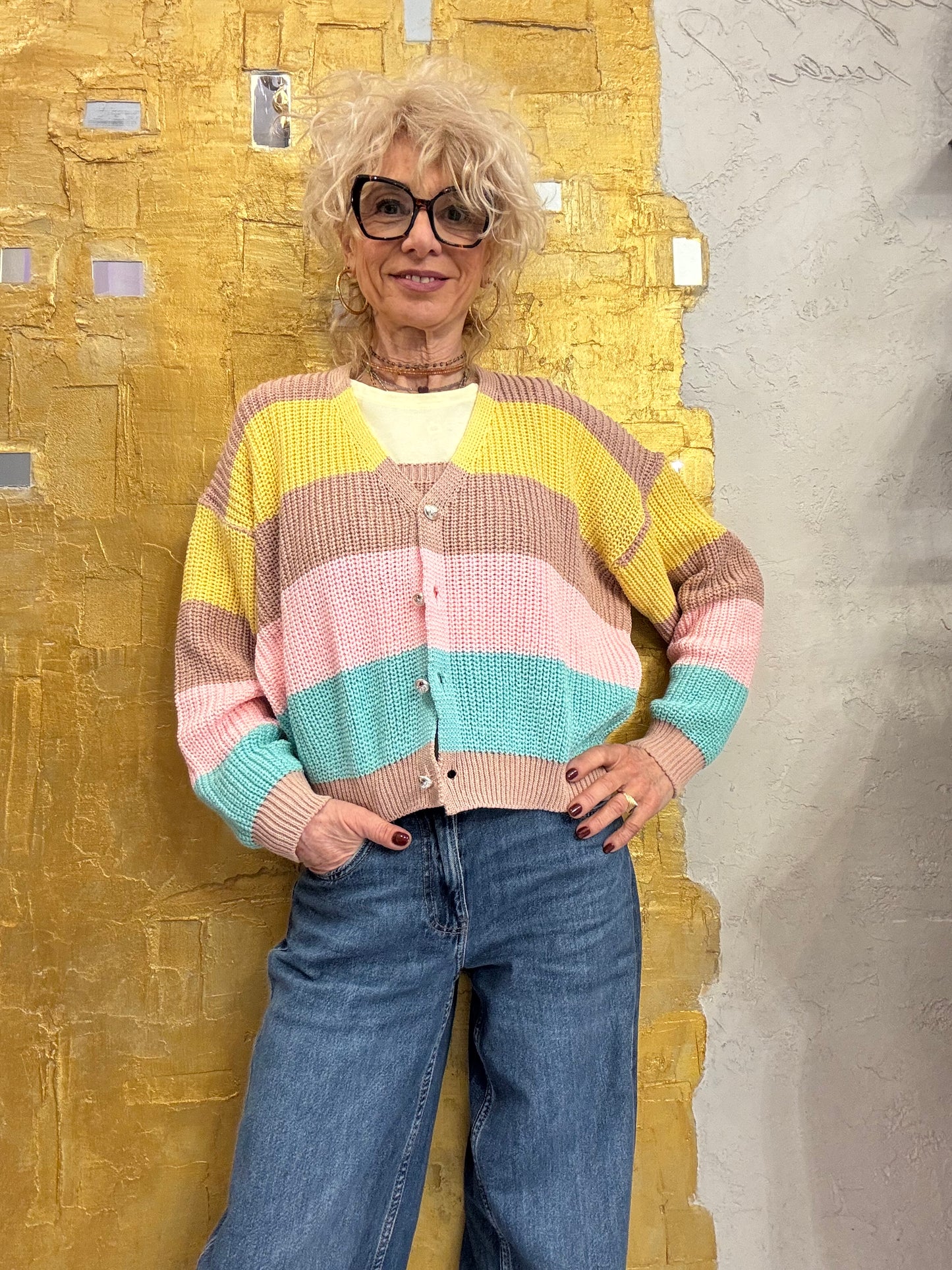 Cardigan multicolore +top