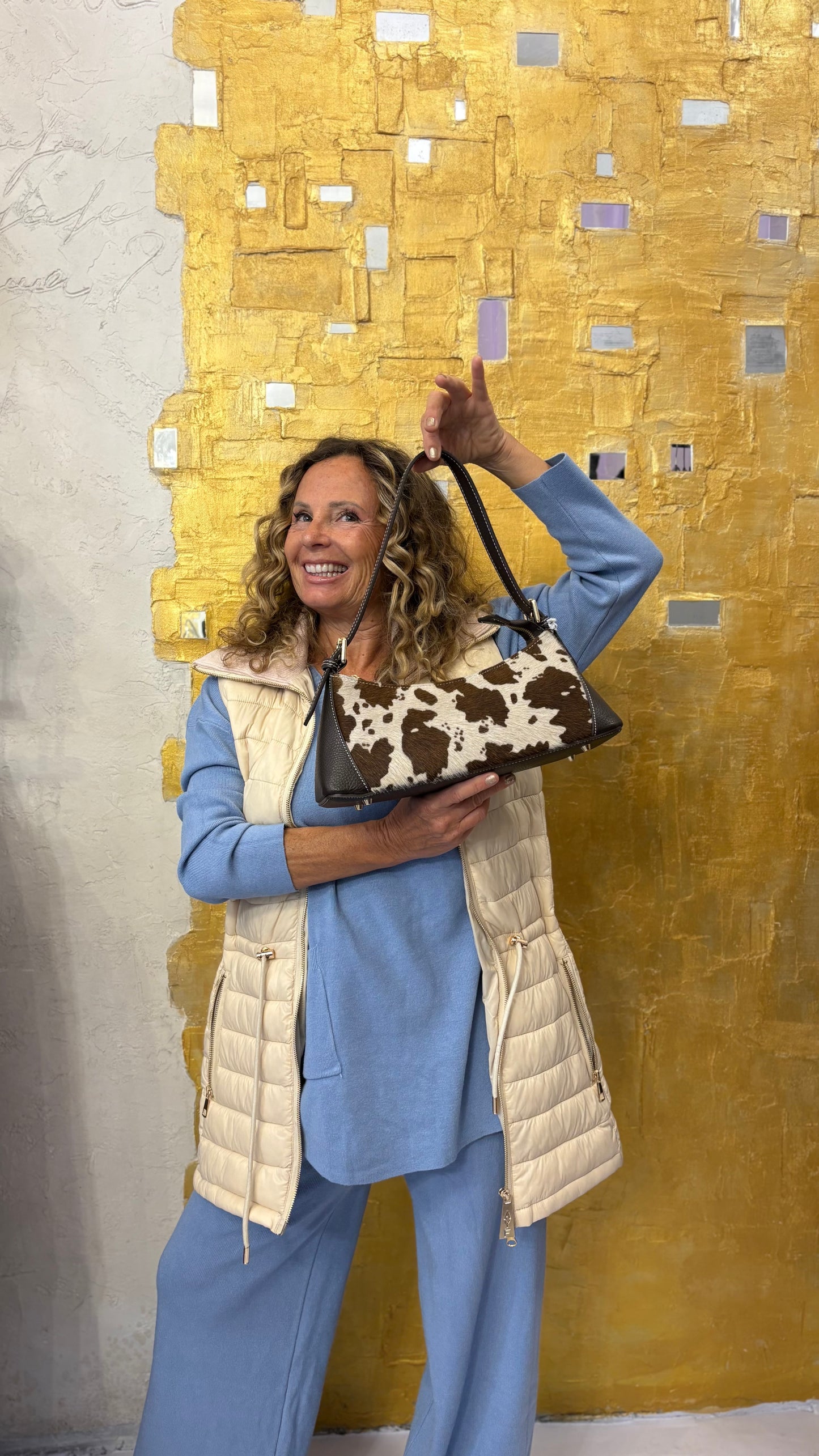 Borsa a Spalla Stampa Animalier Mucca