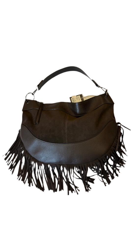 Borsa Frange mezza luna moro