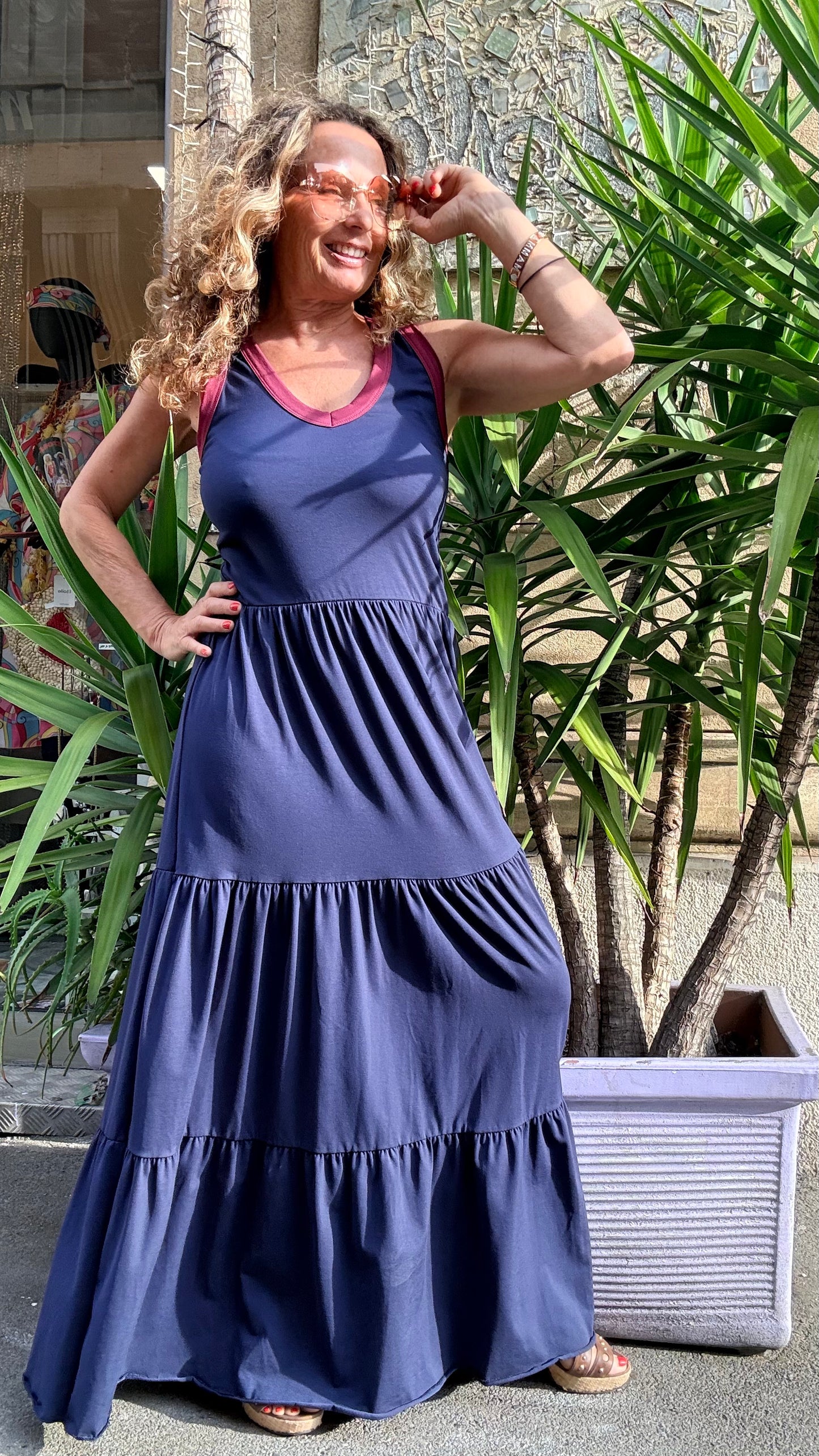 Abito lungo scollo V Chicca Susy Mix