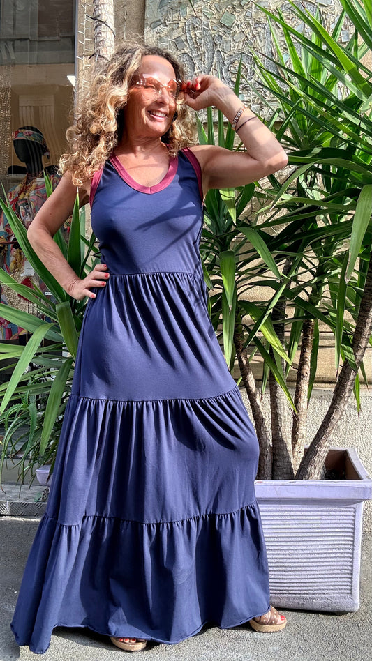 Abito lungo scollo V Chicca Susy Mix