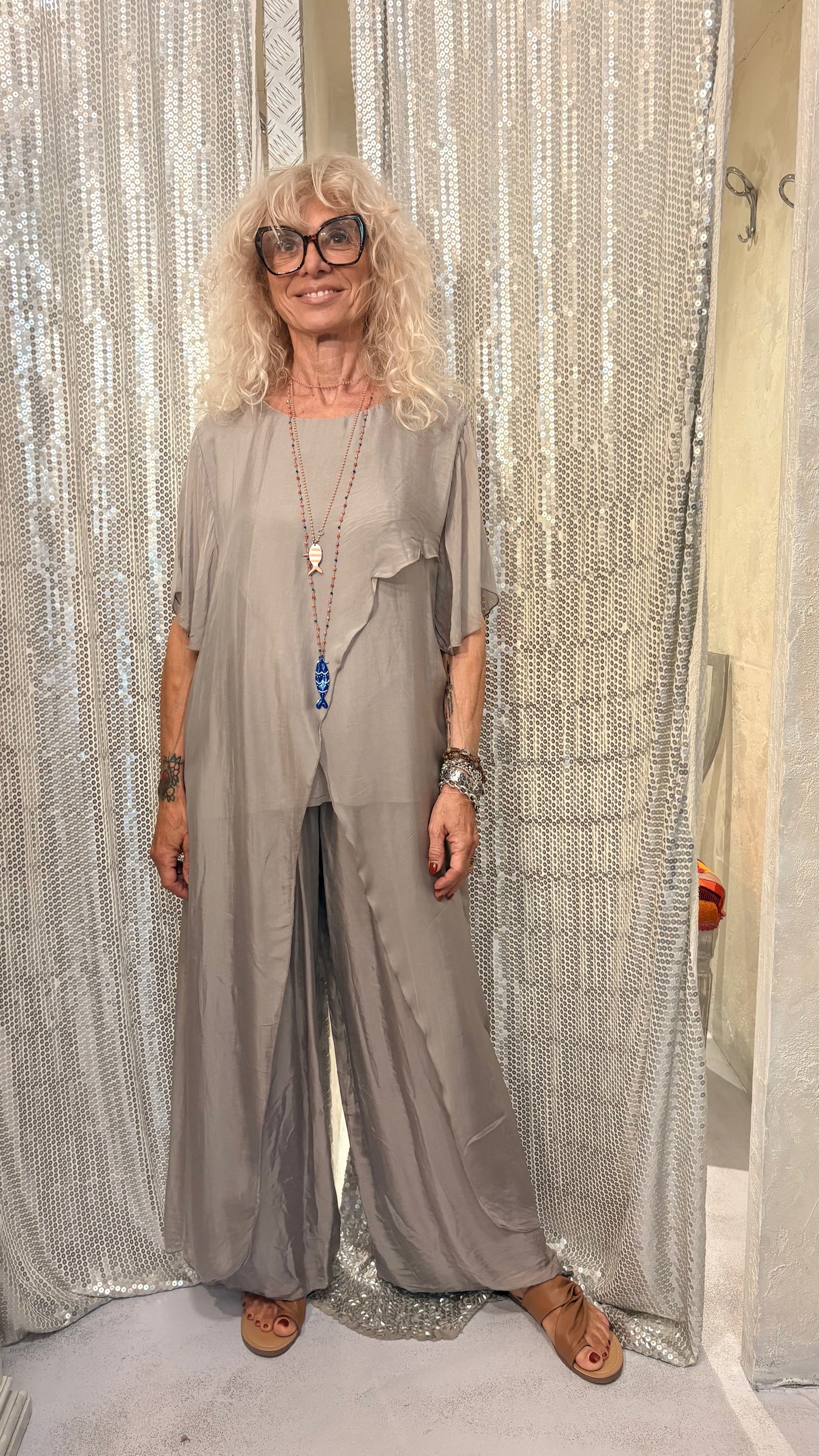 Pantalone misto seta sofia