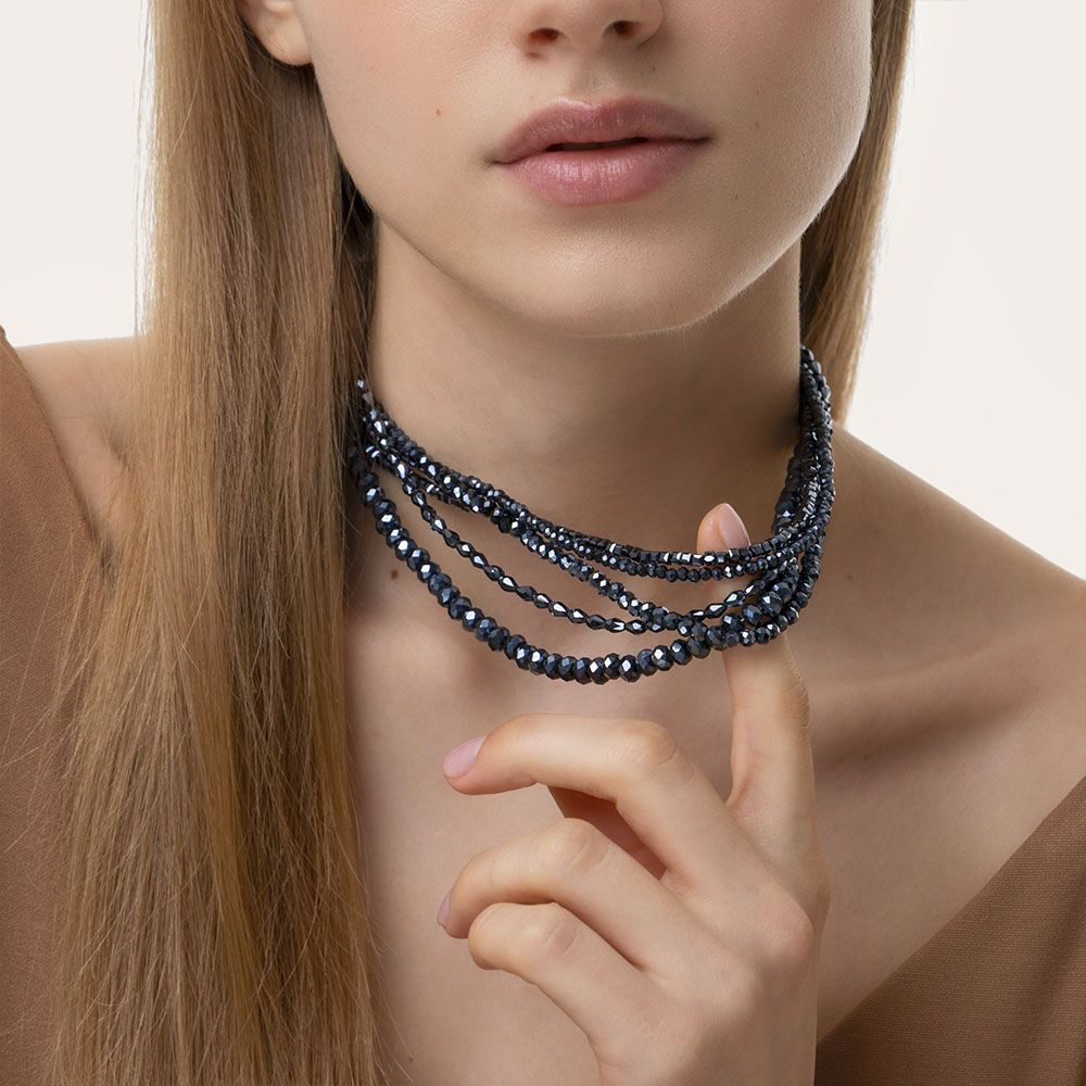 Collana multi filo blu notte Vesto pazzo