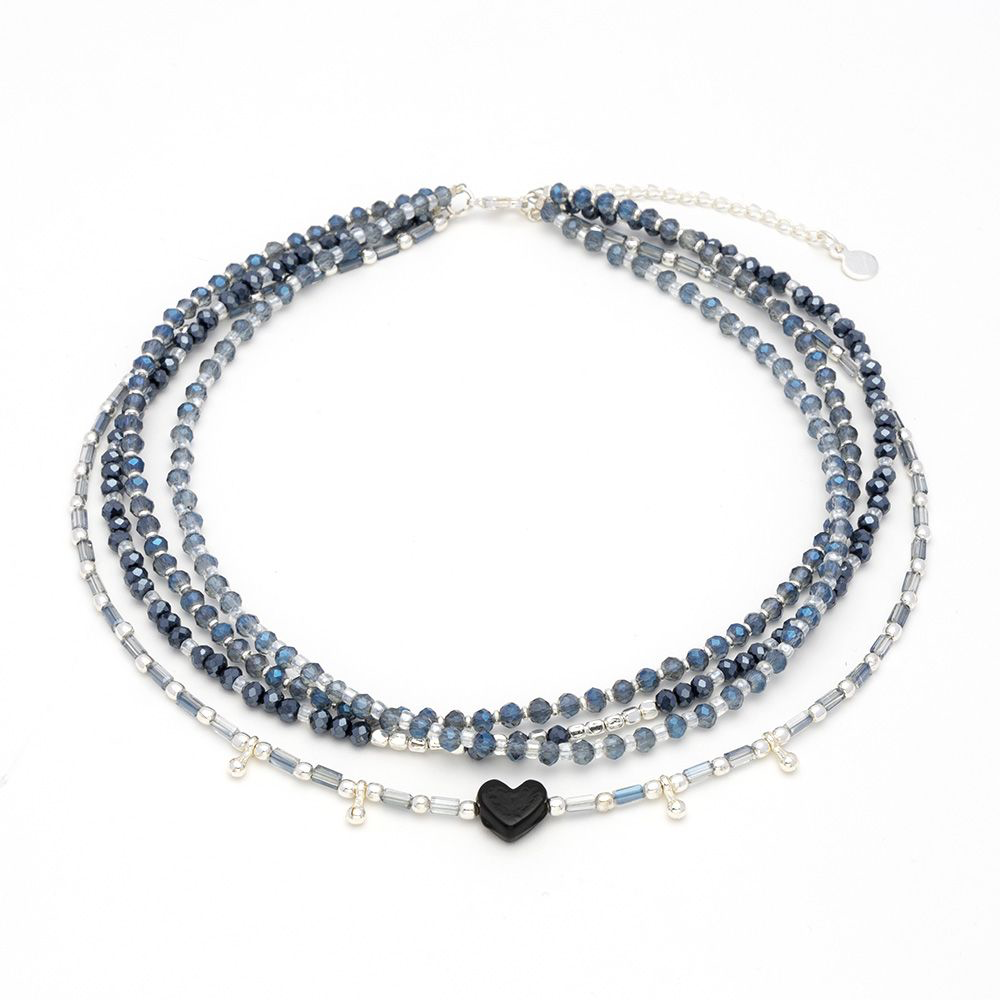 Collana multifili mix  cuore blu Vesto pazzo