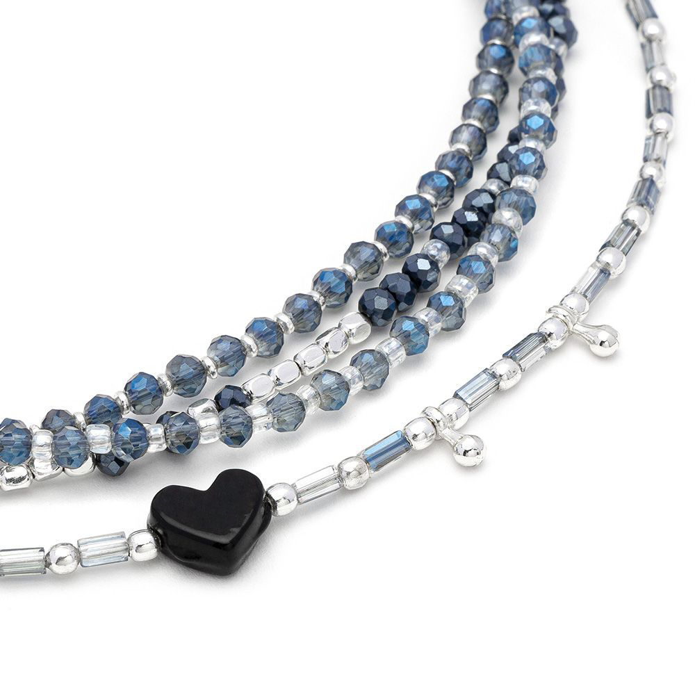 Collana multifili mix  cuore blu Vesto pazzo