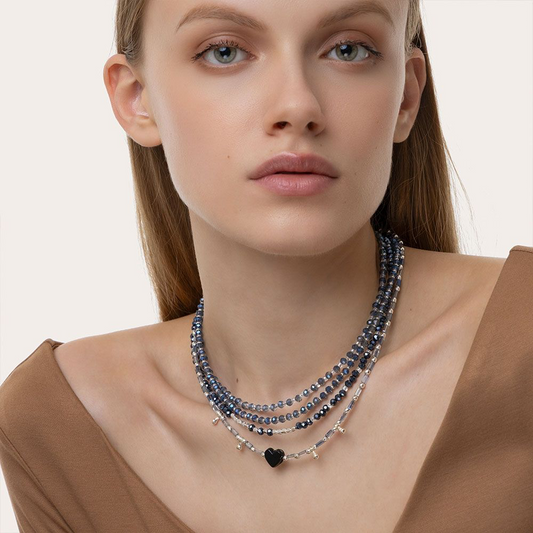 Collana multifili mix  cuore blu Vesto pazzo