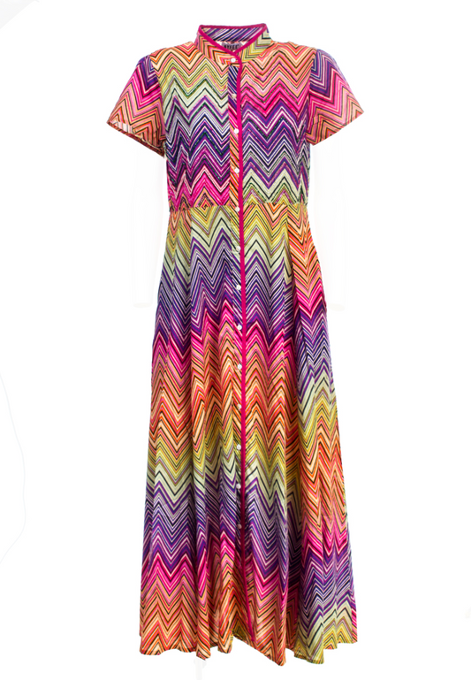 Abito lungo chemisier chevron Ayfee