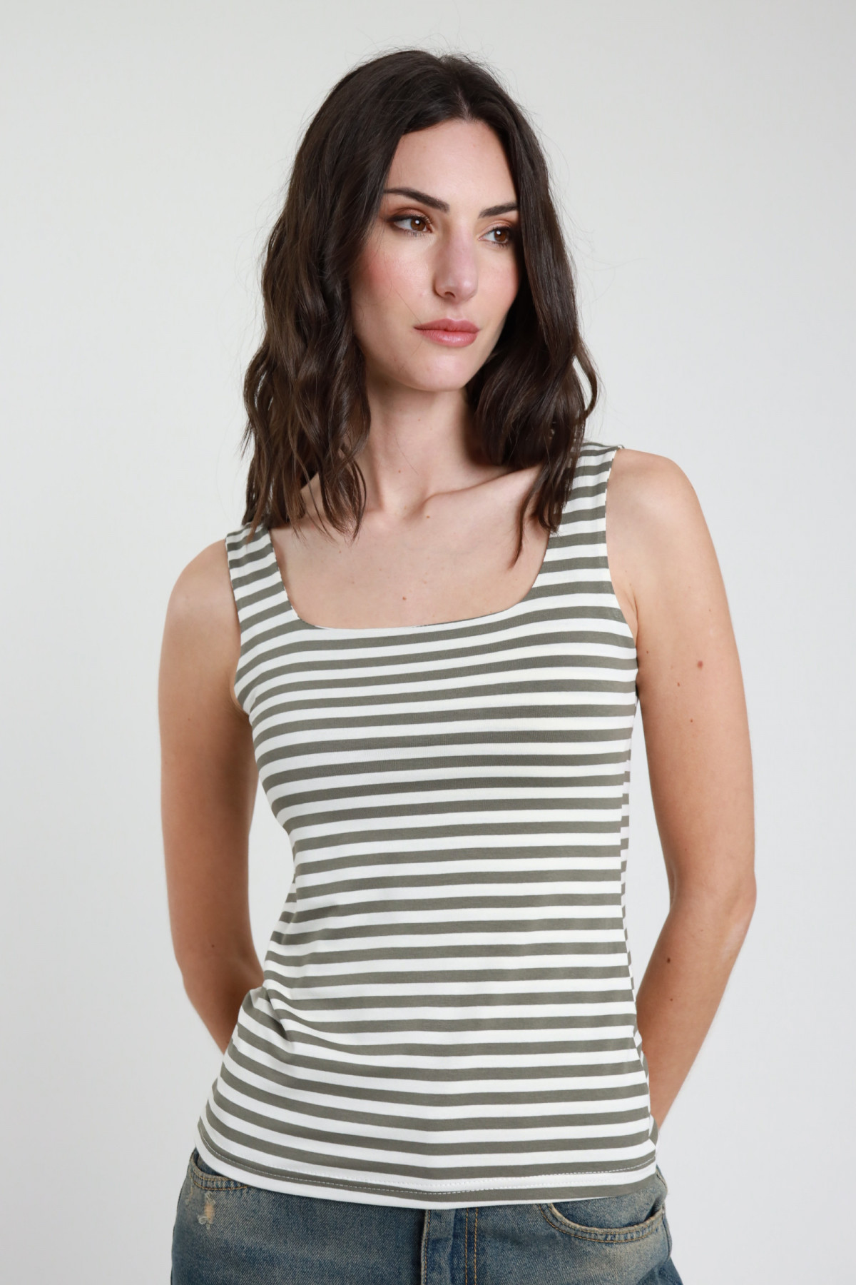 Canotta  righe scollo quadro Susy Mix (Copia)