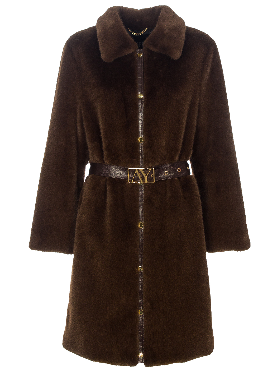 Cappotto eco pelliccia fake fur dettagli in eco pelle stampa cocco