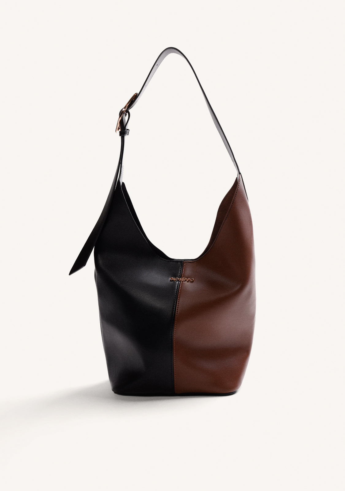 BORSA MAXI BUCKET NERA E MARRONE