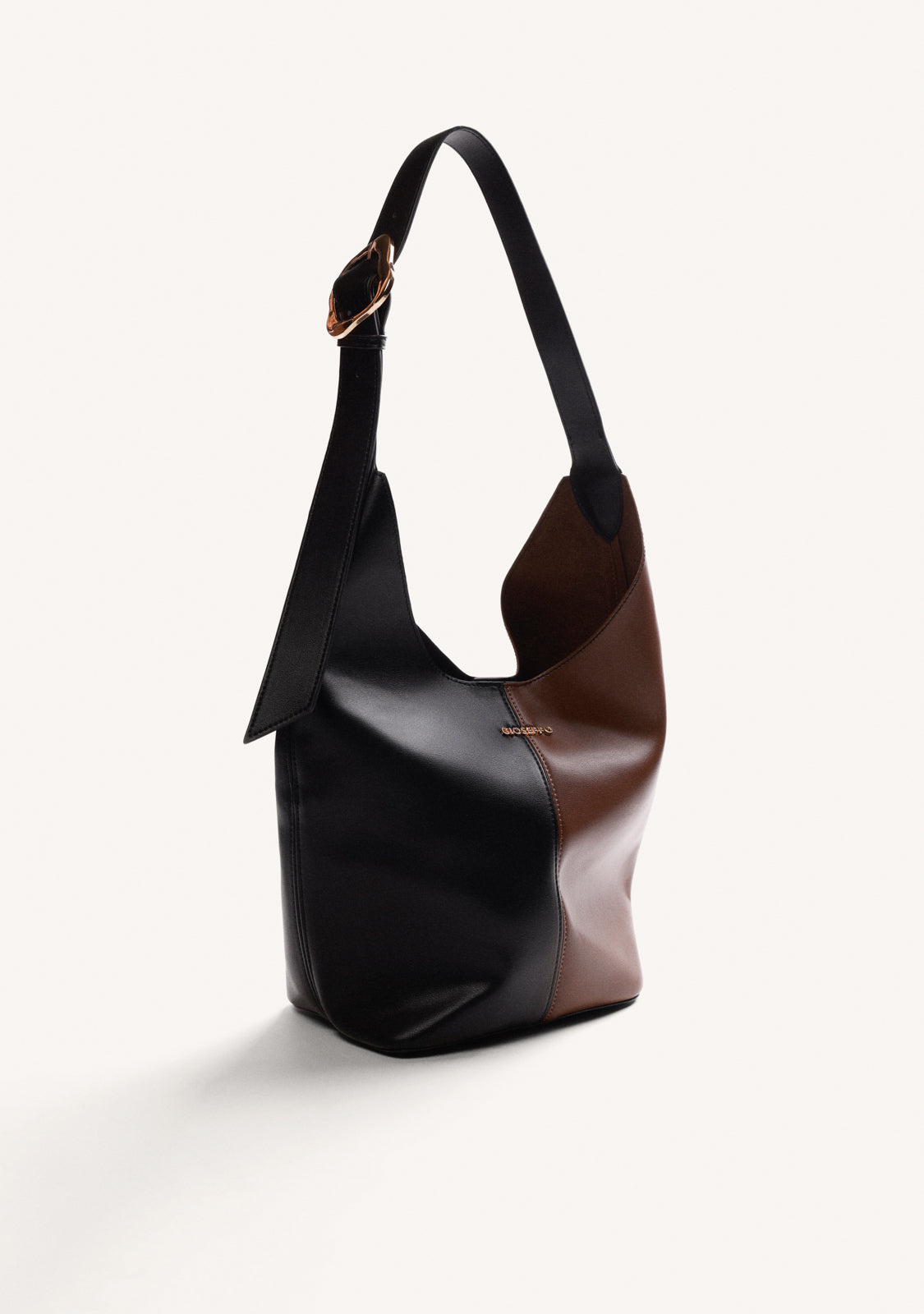 BORSA MAXI BUCKET NERA E MARRONE