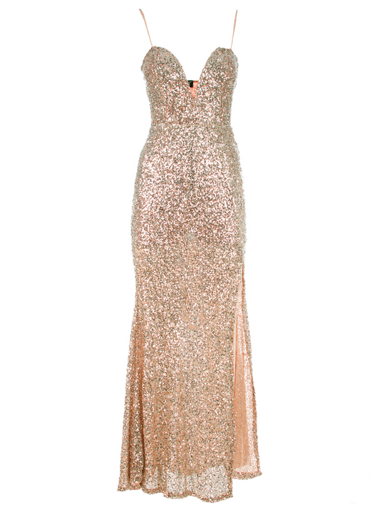 Abito Lungo Paillettes Ayfee - Elegante con Spacco Laterale
